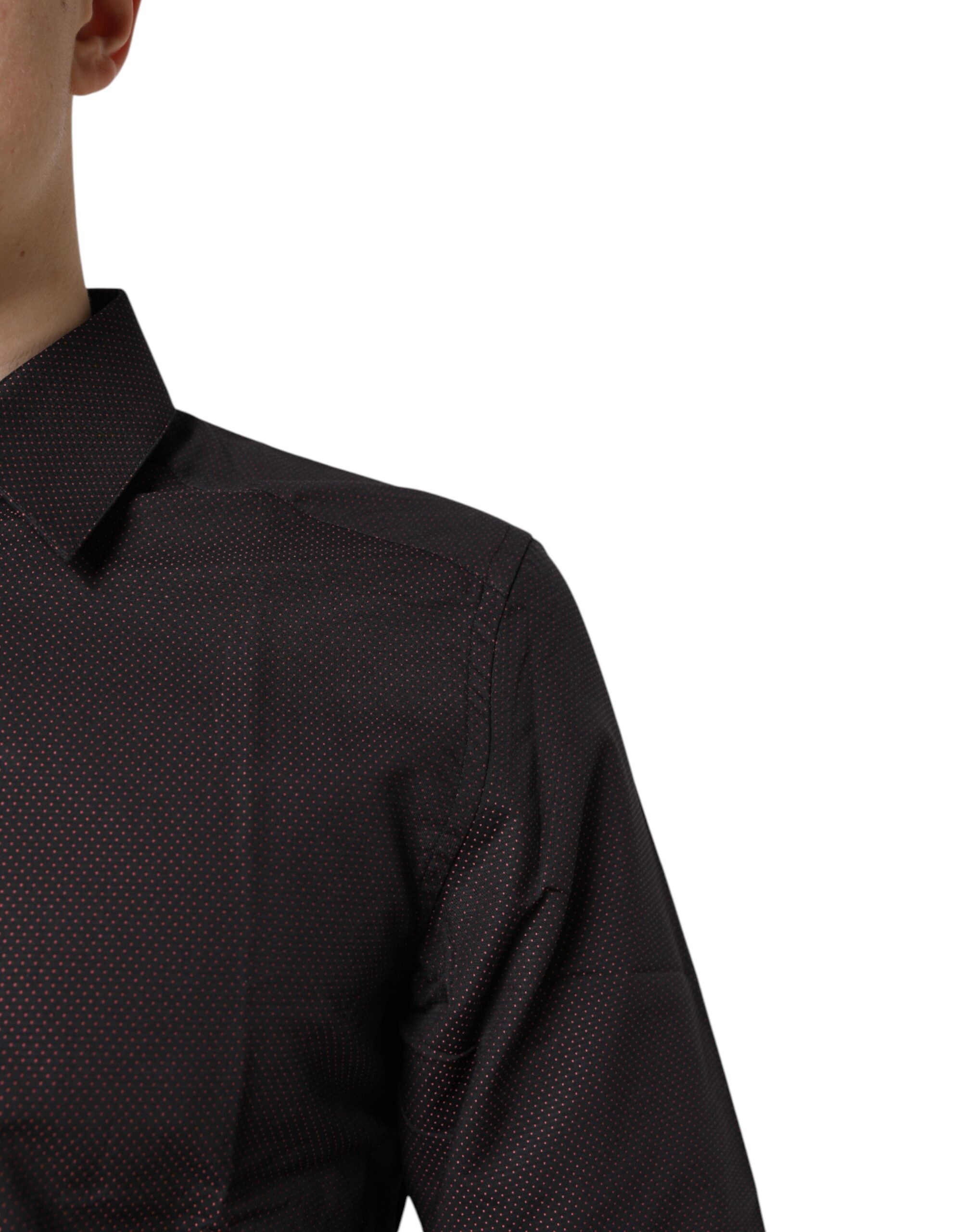 Dolce & Gabbana Men's Maroon Jacquard Cotton Shirt GOLD